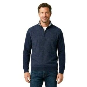 Ted Baker Men's Textured 1/4 Zip Cotton Knit Pullover Midnight Blue Size M